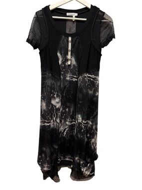🖤 Dzhaweel Couture Sheer Sleeve Galaxy Tunic Dress
